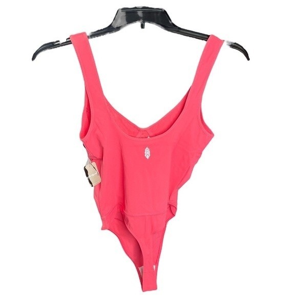 Free People Heart Of Gold Leotard Bodysuit Strawberry Pink Size Small and Medium - Picture 2 of 6